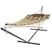 SueSport Rope Hammock Combo with 12 Feet Steel Stand, Pad and Pillow, 55 Inch Wide x 144 Inch Long, Desert Stripe