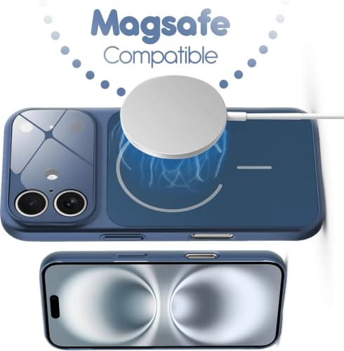 Image of for iPhone 16 |Convert to 17 pro /17 Pro Max Style Premium Back Glass Magsafe Wireless Charge Converter Cover Magnetic Case for iPhone 16 |Convert to 17 pro /17 Pro Max (Blue)