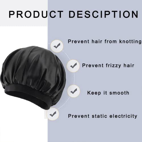 3Pack Satin Bonnet Silk Sleep Bonnet, Night Sleeping Cap with Wide Elastic Band - Image 4