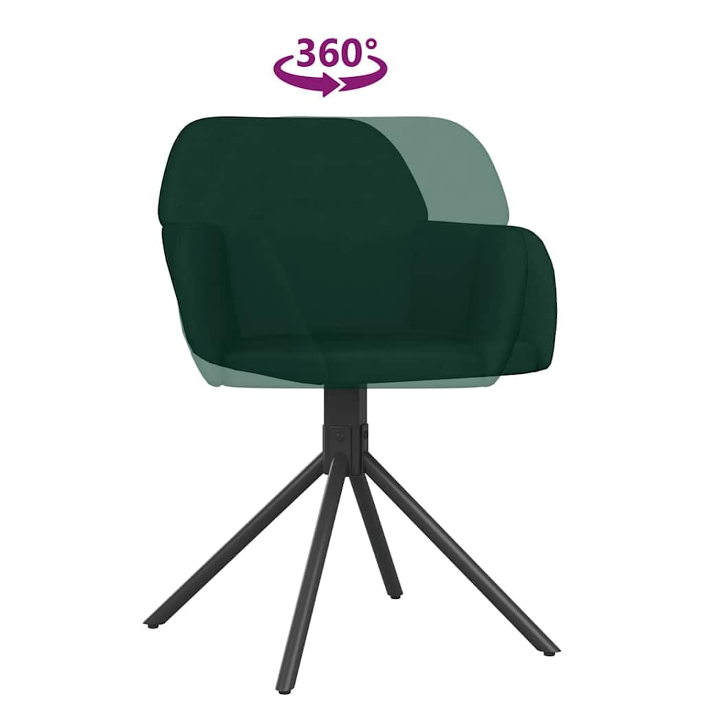 Generisch Set di 2 sedie girevoli per sala da pranzo, in velluto verde