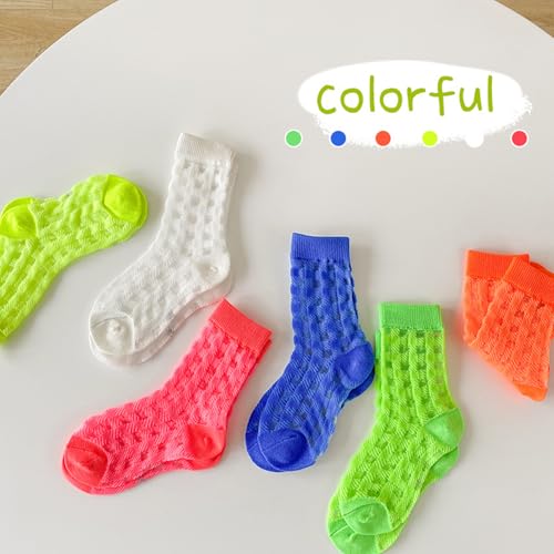 Kids Socks Ribbed Cuffs Crew Socks Mid-Calf Solid Grid Knit Cotton Fashion Casual Socks for Kids 3 Pairs2