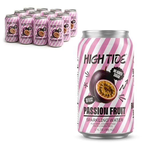 High Tide Passion Fruit Sparkling Water, No Added Sugar, 12 Fl Oz