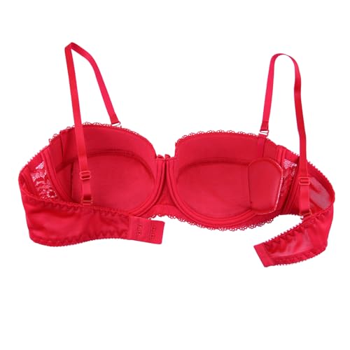 frugue Women's Push-Up & Balconette Underwired Bandeau Sexy Lace Bra(Size: 38D) - Image 7