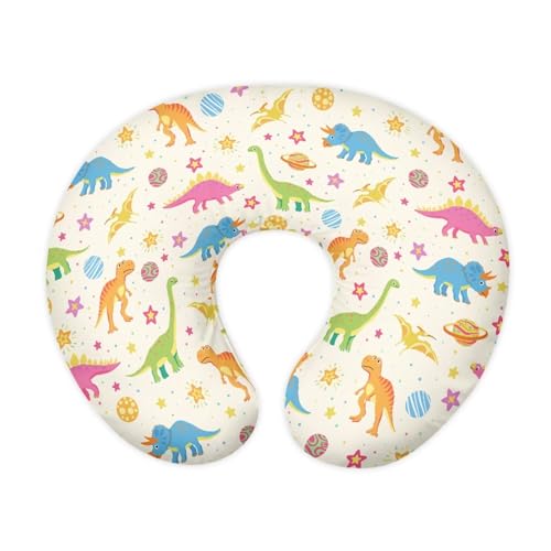 Image of Colorful Dinosaur Pillow Cover for Infant Snug, Breathable Neutral Breastfeeding Pillow Cover for Bottle Feeding, Lightweight Durable