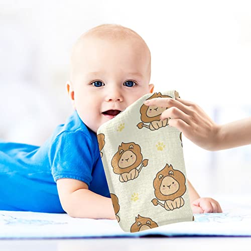 Image of vvfelixl Baby Washcloths Cotton Cute Lion Baby Muslin Washcloths Soft Baby Face Towel for Newborn Infants Baby Wipes, 11.8 X 11.8 Inch, 3 Pack Yellow