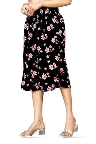 Image of Viscose Rayon Flared Printed Plazzo Palazzo Pants, Loose /Relaxed Fit Regular, Office Wear, Casual Wear Comfortable, Trouser Pants for Girls & Women Black Kerri Design (S to 3XL Size)