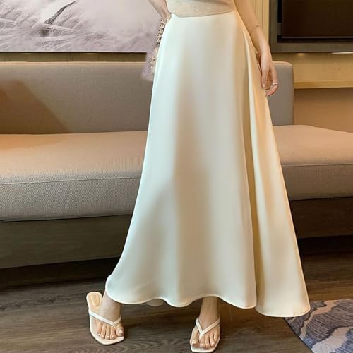 Ladies Casual Skirts Solid Satin a Line Vacation Skirt Womens Maxi Trendy Skirts Comfortable Fit Big and Tall Skirt2