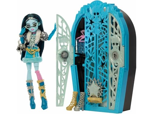 Monster High Skulltimate Secrets Doll and Accessories Set, Hauntlywood Mysteries Frankie Stein with Reveal Closet & 19+ Glam Surprises Like Doll Clothes