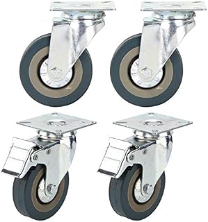 Youyijia 4pcs Swivel Castor Rubber Heavy Duty 75mm Swivel Castor Double Bearing Heavy Duty for Furniture Rubber Swivel Trolley Caster 360KG(2 with Brake 2 without Brake)