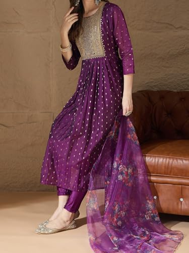 Image of Women's Chanderi Kurta with Legging and Dupatta | Modern & Traditional Blend Ethnic Wear Set | Festive & Casual Summer Kurti with Pants for Party Office & Ethnic Occasions