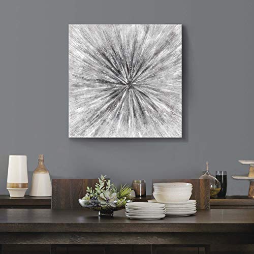 Gray Abstract Canvas Wall Art: Modern Graphic Painting Artwork Hand Painted Picture For Bedroom (36 X 36'' X 1 Panel) #TOP2