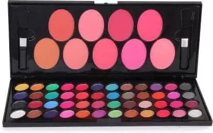 Glam Edtion 48 Colors Shimmery & Matte Miss Eye Shadow EyeShadow Palette with 9 Beauty Blushers Gold Palette 70 g-image-46