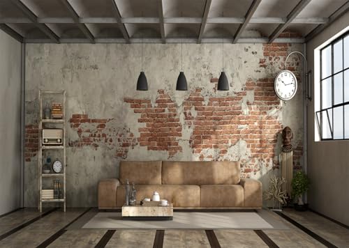 CORFOTO 8x6ft Industrial Style Living Room Backdrop Exposed Red Brick