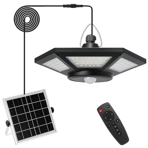 LN COZY CORNER Solar Pendant Light Outdoor Indoor, Solar Shed Light, 2000LM Bright Solar Powered Light, 3 Lighting Modes, IP65 Waterproof for Garage Gazebo Workshop