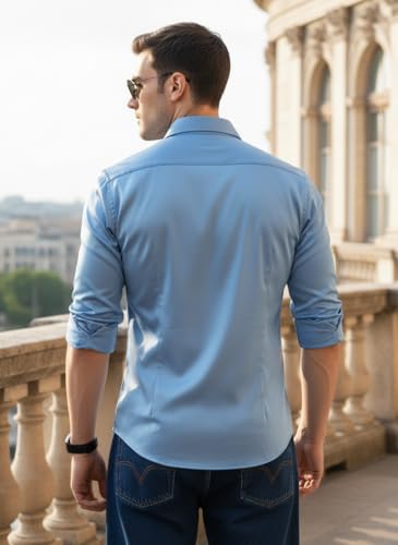 Image of IndoPrimo Men's Premium Satin Shirt for Party, Formal and Casual Wear - Stylish Designer Full Sleeve Shirt for Men