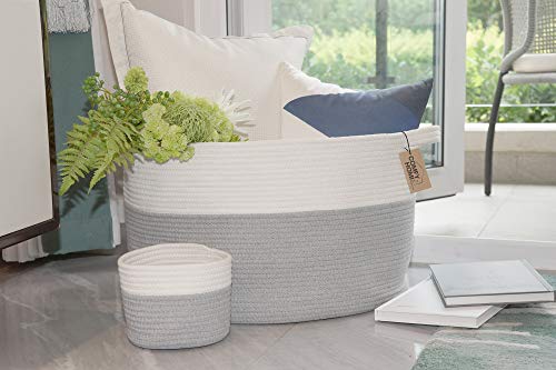Comfy-Homi 2Pc Blanket Baskets Living Room 21''X21''X13.6'' Woven Rope Basket Laundry Hamper Baby Nursery Storage Organizer Laundry Baskets Bin Xxxl Extra Large #TOP1