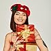 LIFKOME Red Wool Beret Hat with Bowknot for Women, Fashionable Christmas Artist Cap, Warm Knit Mushroom Beanie for Holiday Season