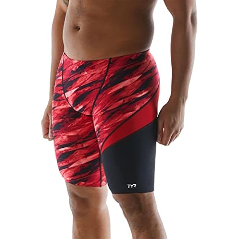 TYR Men's Vitric Jammer Swim Briefs, Red Cover