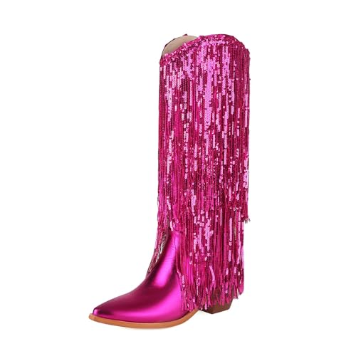 Bottes western surdimensionnées à talon bloc confortable