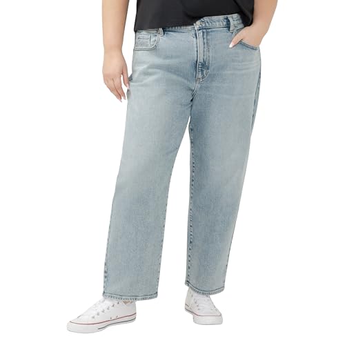 Silver Jeans Co. Women's Plus Size 90s Mid Rise Relaxed Straight Leg Jeans