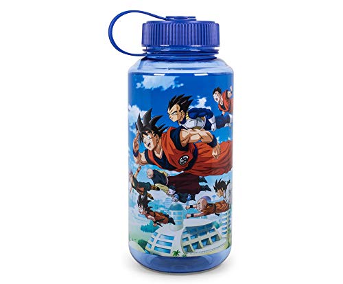 Dragon Ball Super Characters Water Bottle | Goku, Vegeta, Trunks, And More | BPA-Free Large Plastic Water Jug With Screw Top Lid | Sports Hydration | Holds 32 Ounces