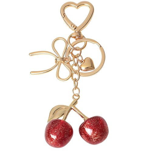 Snycler Cute Strawberry Cherry Keychain Bag Charms Heart Flower Daisy Key chains Accessories Decor for Women Purse Gift