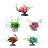 BESTonZON 5 Piezas Plantas Artificiales para Acuario Colores Realistas Decoración Plástica Resistente para Peceras Paisajismo Acuático Seguro y Duradero