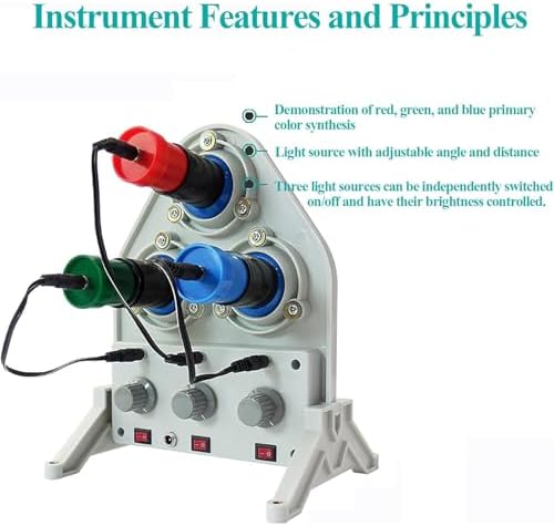 3-Color Light Source Demonstrator for Students, Adjustable Intensity & Direction, for Color Synthesis Experiments, Educational Science Kit for Teens