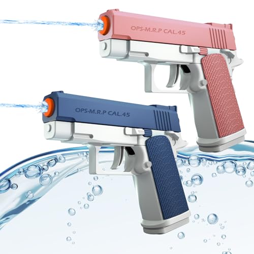 2 Pack Water Gun for Kids - Squirt Guns Water Blaster Soaker 100CC Capacity Water Pistol Toys for Boys Girls Toddlers, Ideal Summer Gifts for Swimming Pool Beach Outdoor Water Toys (Pink Blue)
