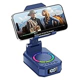Gifts for Men Women, Phone Stand with Bluetooth Speaker, 4-in-1 Design with 7 RGB, Anti-Slip Base, Foldable Phone Charger Stand with Wireless Speaker, Perfect Tech Gadgets Gift for Mother's Day, Blue