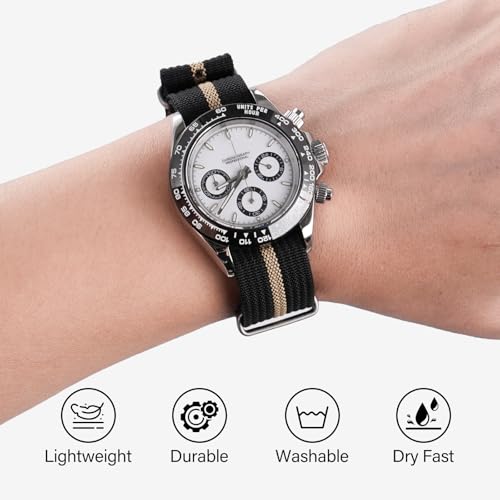 Image of TACTICAL FROG Nylon Watch Band 18mm 19 mm 20mm 22 mm 24 mm, Waterproof Military Watch Straps Replacement for Men Women, With Stainless Steel Buckle