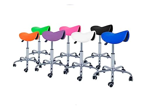 Miniatura 6 de Quirumed Taburete Pony 5 Ruedas, Base Cromada, Color Morado, Tapizado En Polipiel, Regulable En Altura, Ligero, Diseño Ergonómico, Giratorio, Hasta 150 Kg