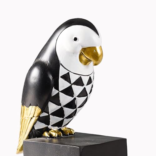 Image of The Artment your artistic apartment Cockatoo Symphony Geometric Resin Sculpture, Modern Black & White Bird Figurine, 8.6 Inch Decorative Showpiece for Home & Office