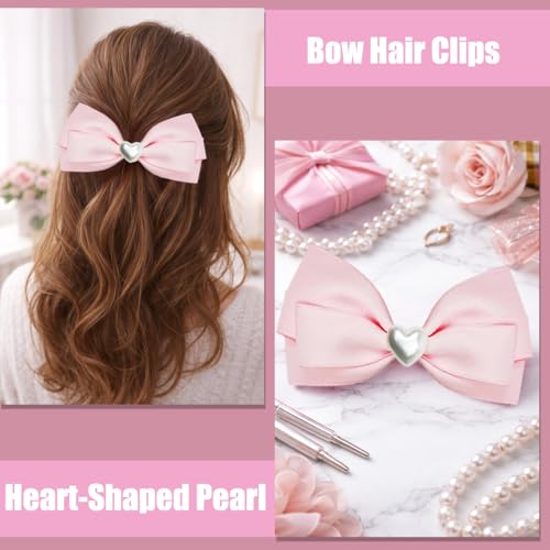 Pinzas para cabello moño rosado 2 piezas para mujer miniatura 2