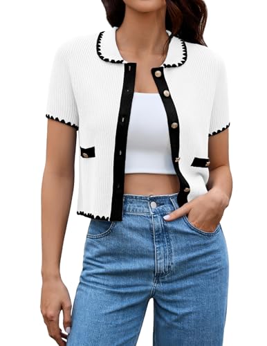 DRESSTELLS Women's Cardigans 2025 Fall Wedding Guest Top Short Sleeve Knit Blouse Dressy Business Casual Tops