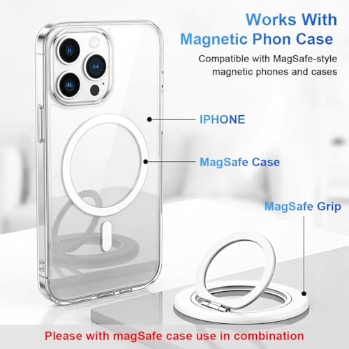 Image of ZORBES Magnetic Phone Ring Grip 360 Swivel Phone Grip Ultra Slim Folding Metal Phone Ring Phone Desk Stand Phone Support