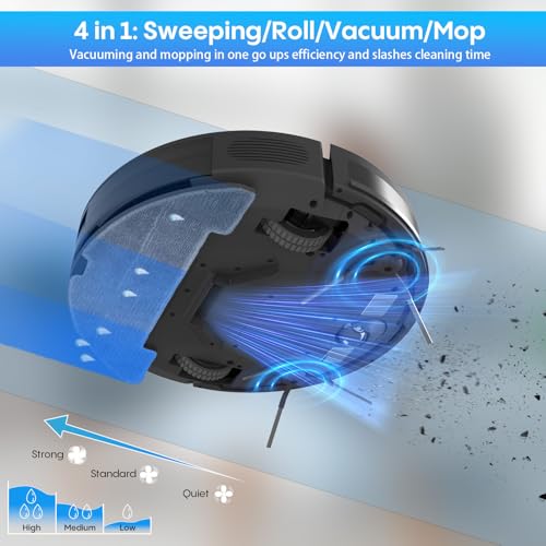 Image of Bagotte Robot Vacuum and Mop,Robot Vacuum Cleaner with Schedule,4 in 1 Robotic Vacuum Cleaner,Ultra Slim,Self-Charging,Wi-Fi /Voice /App,Perfect for Pet /Hard Floors /Carpet
