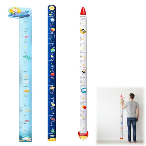 3 PCS Height Chart for Kids Height Chart Wall Sticker Set Kids Height wall Chart Track Growth Milestones in Childrens Bedrooms Removable Wall Decals for Home Measurement