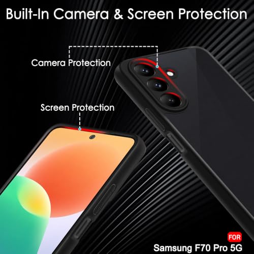 Image of TheGiftKart Hybrid Shockproof Back Cover Case for Samsung Galaxy F70 Pro 5G | Camera Protection Module | Hard Back Cover Case for Samsung F70 Pro (PC & TPU, Translucent Smoke Matte Back, Black Sides)