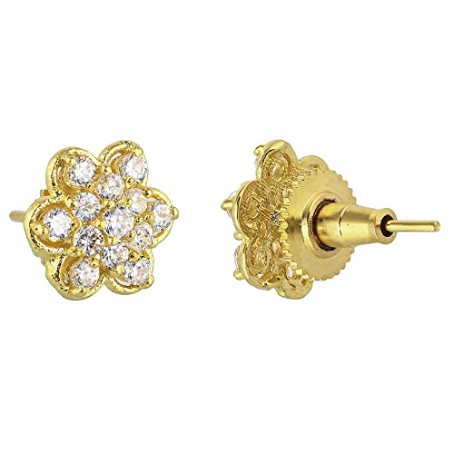 Round Cut CZ Gems Stud Earrings