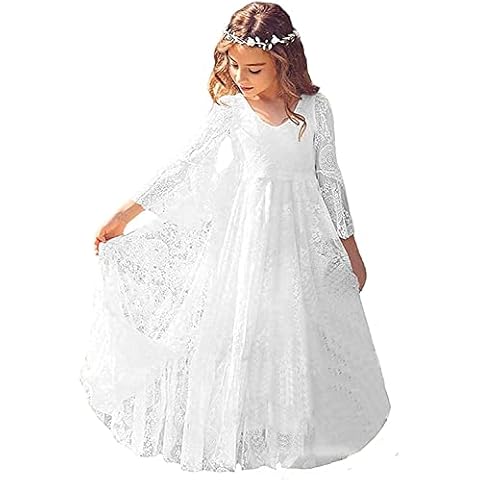 Aibaowedding Vestido largo de encaje para niñas Cover
