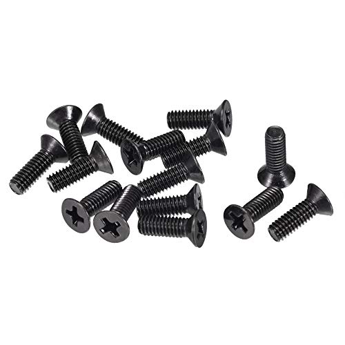 sourcing map M4 x 12mm Phillips Screw Fastener Black for Laptop PC TV Fan Switch 50pcs