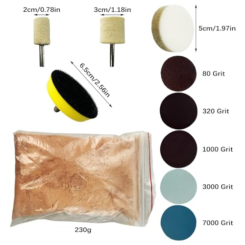 Image of 34Pcs Glass Polishing Kit, Multifunctional Scratch Remover Window Repair Tool for Window Repair, with Felt Polishing Wheel Polishing Disc Wool Polishing Pad and Cerium Oxide Polishing Powder