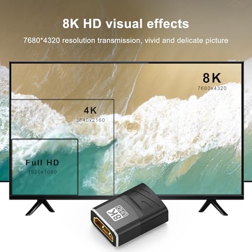 2-Pack Adaptador HDMI 2.1 Hembra a Hembra Dorado miniatura 3