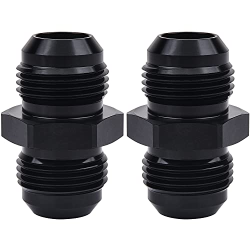 Image of EVIL ENERGY 12AN Male to Male Flare Coupler Union Straight Fuel Hose Adapter Fitting Black 2PCS