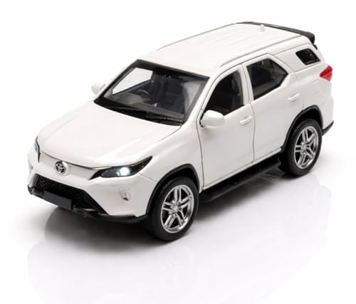 Image of 1:36 Scale Fortuner Toy Car - Toyota Die-Cast Mini Metal Pull Back SUV with Openable Doors, Lights & Music - Alloy Model Vehicle for Kids, Boys & Collectors【White】
