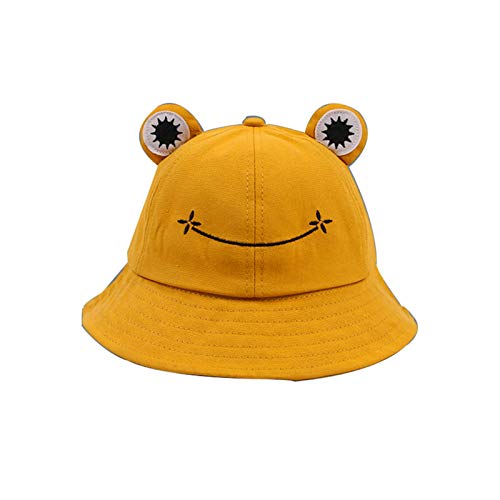 Chapéu de sol QUANXI, de algodão, com design fofo de sapo, Amarelo, 22-22.8 Inch