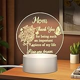 Letken Mom Birthday Gifts from Daughter Son, Mother's Day Gifts for Mom Room Decor 3D Night Light (Round Shape R1)