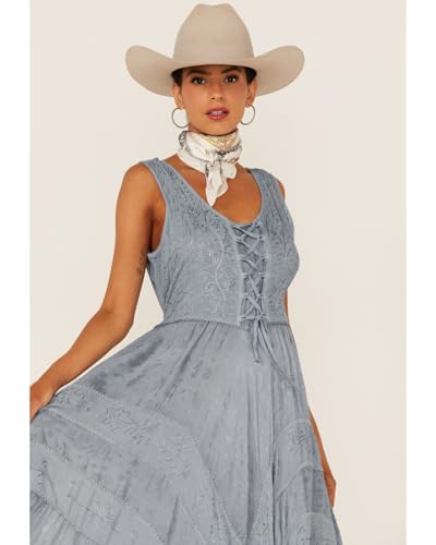 Image of Scully Ash Grey Full Length Lace-Up Front Womens Sleeveless Dress HC118