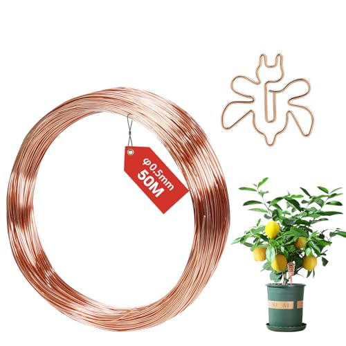 FIFIBANG Fil de Cuivre Émaillé 0.5mmX 50M, T2 Fil de Cuivre Nu, Fil de cuivre isolé Pur pour Soudure, Appareil, Artisanat DIY, Solénoïde